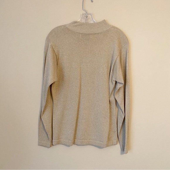 Marisa Christina Gold Metallic Mock Turtleneck Sweater -Large - Picture 2 of 8